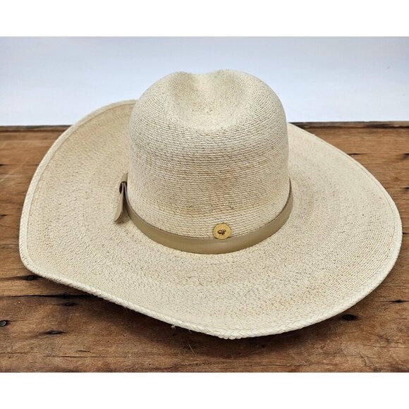 New Gigi Pip Blake Wide Brim Fedora Hat Size 59 Natural Palm Straw main image 7